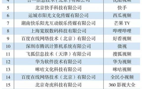 2020线上娱乐企业分类排行榜